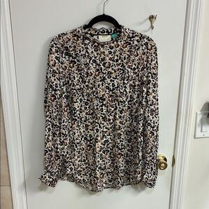 Maeve by Anthropologie Floral Print Blouse - Brown and Black Sz 18W